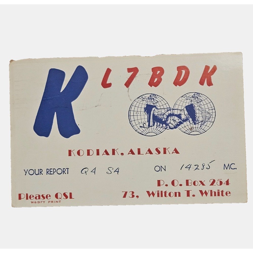 1957 KL7BDK Kodiak, Alaska Ham Amateur Radio QSL Cards Postcard Vintage Ephemera